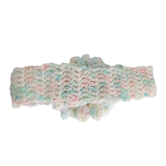 Vintage Handmade Crochet Floral Headband Rosette Baby Girl Pink Pastel Multi - Picture 2 of 5
